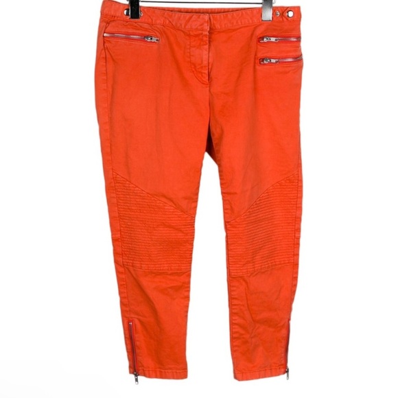 MONIKA CHIANG Orange TWILL MOTO PANT Denim Jeans Size Medium RT$225